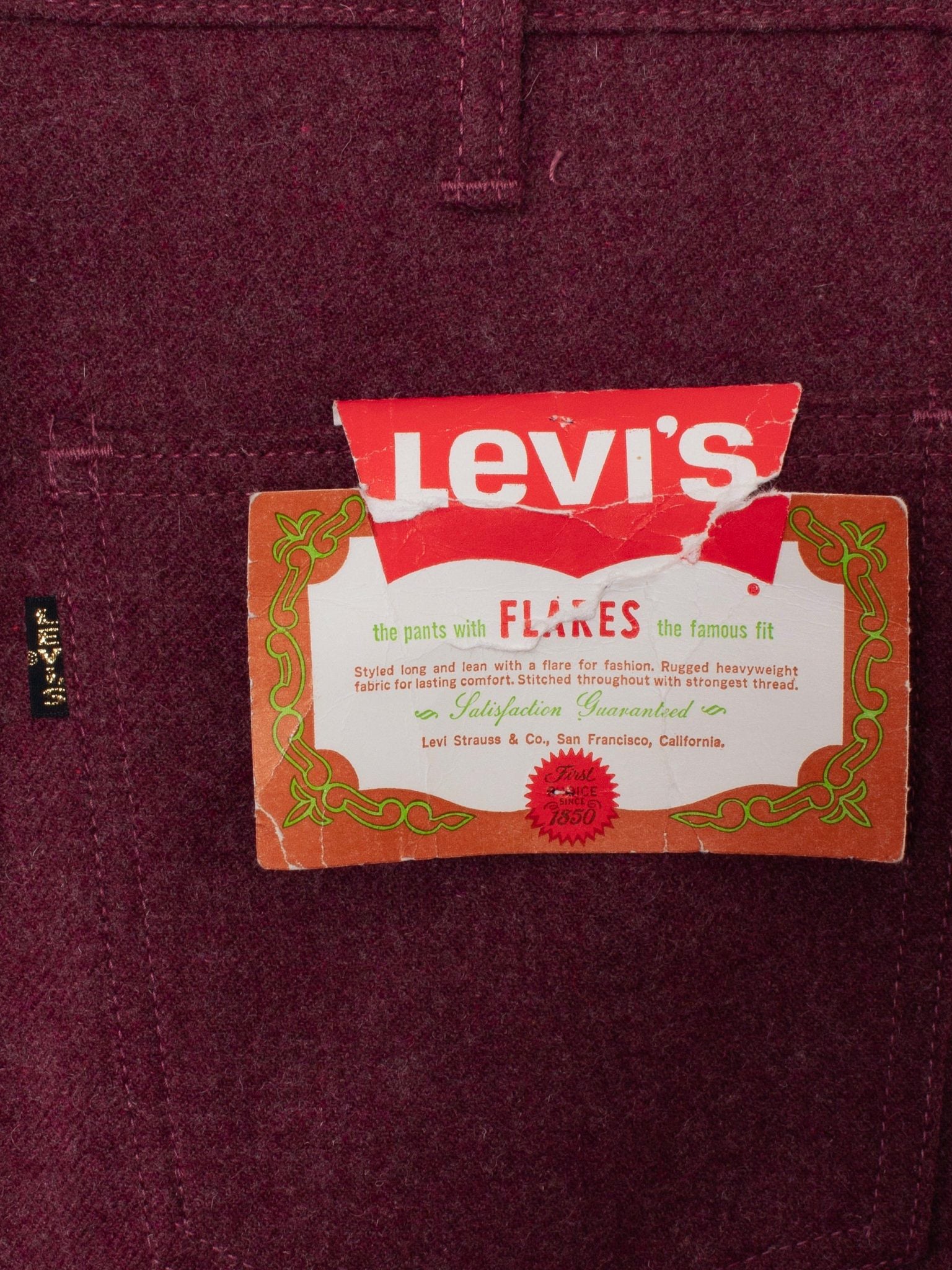 vintage 60s Levi's Burgundy Wooly Flares