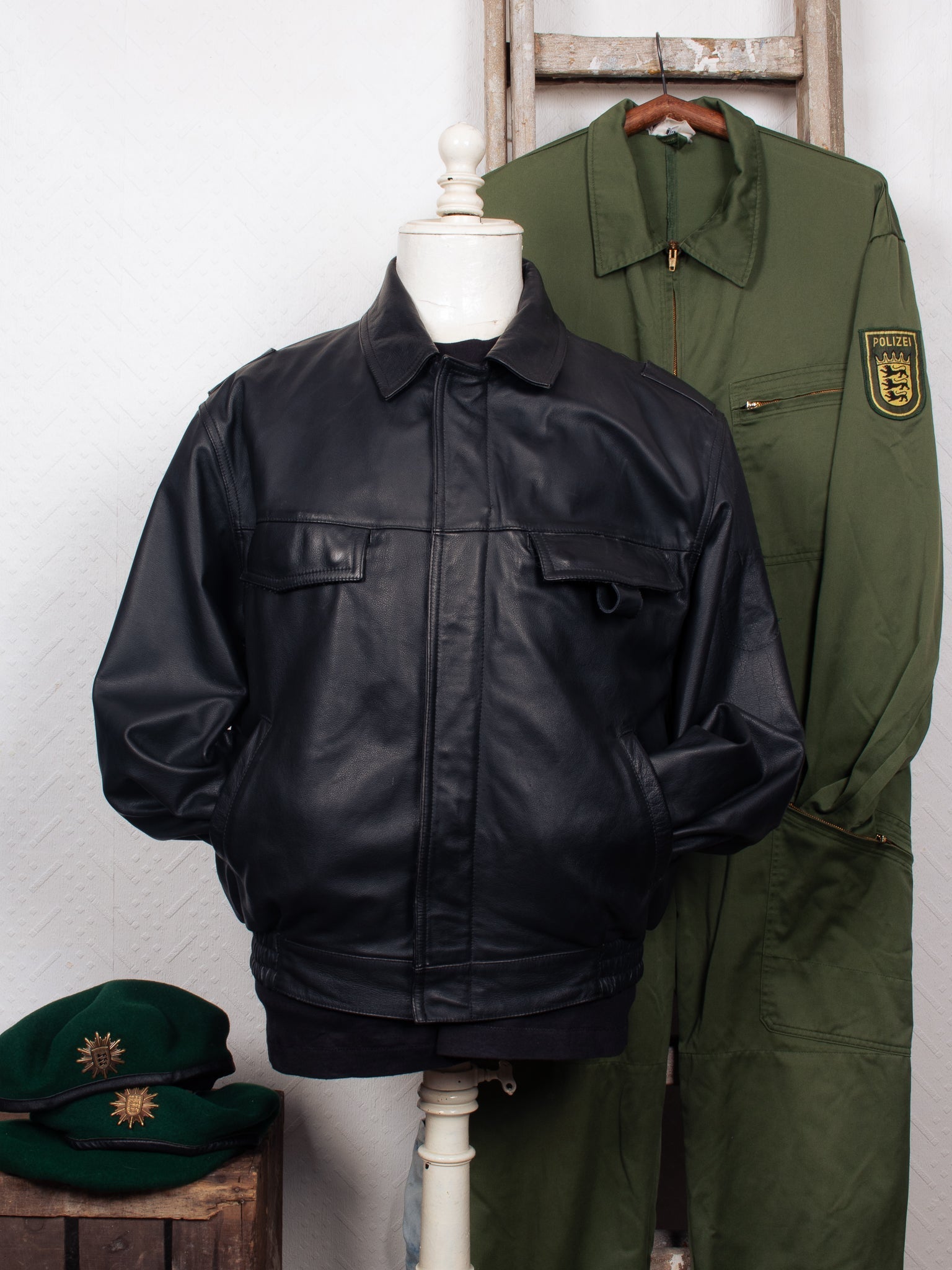vintage 90s German Polizei Leather Service Jacket